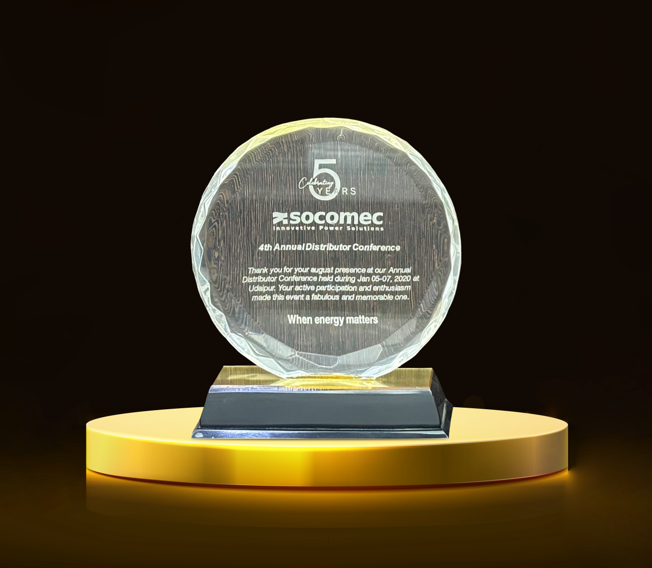 RECOGNITION FOR PARTICIPATION IN 4TH ANNUAL DISTRIBUTOR CONFERENCE - SOCOMEC