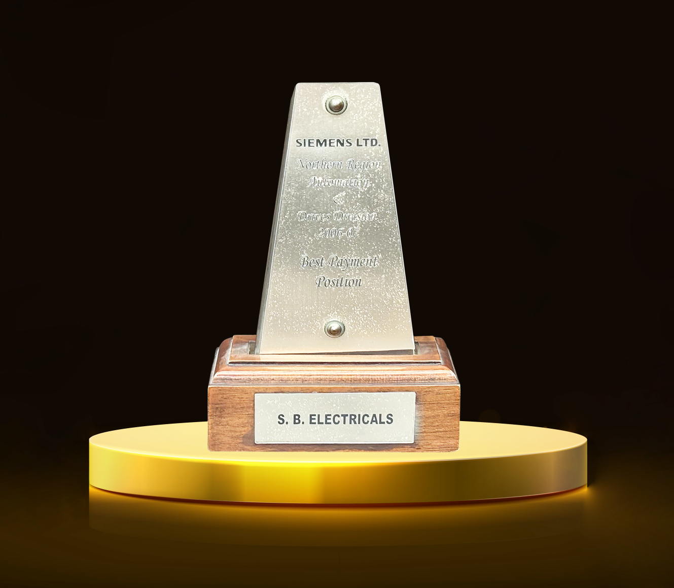 RECOGNITION FOR EXCELLENT PERFORMANCE IN BEST PAYMENT POSITION ALL INDIA - SIEMENS